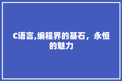C语言,编程界的基石，永恒的魅力 GoogleSEO
