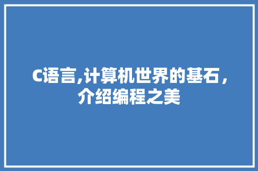 C语言,计算机世界的基石，介绍编程之美 GoogleSEO