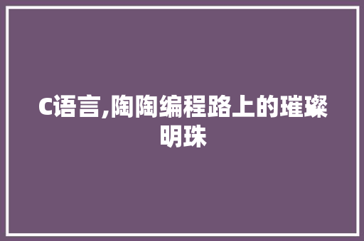 C语言,陶陶编程路上的璀璨明珠 必应SEO