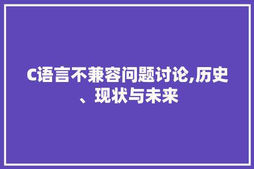 C语言不兼容问题讨论,历史、现状与未来 必应SEO