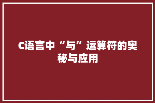 C语言中“与”运算符的奥秘与应用 GoogleSEO