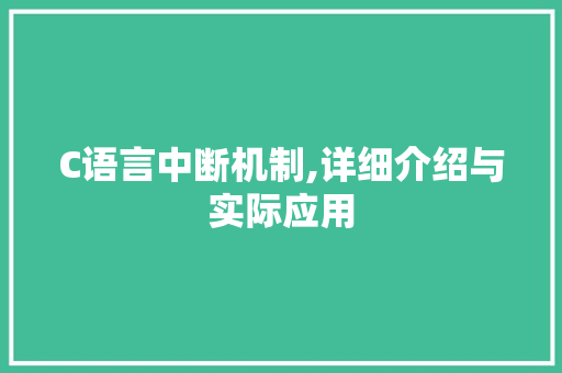 C语言中断机制,详细介绍与实际应用 神马SEO