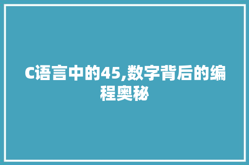 C语言中的45,数字背后的编程奥秘 神马SEO