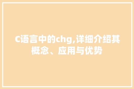 C语言中的chg,详细介绍其概念、应用与优势 GoogleSEO