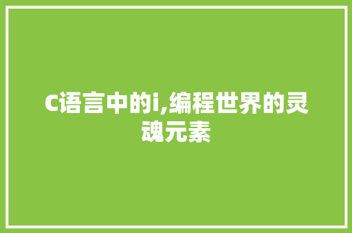 C语言中的i,编程世界的灵魂元素 神马SEO