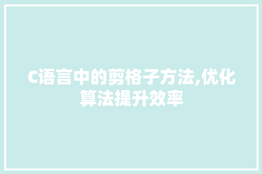 C语言中的剪格子方法,优化算法提升效率