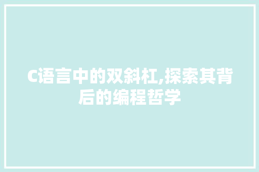C语言中的双斜杠,探索其背后的编程哲学 百度SEO