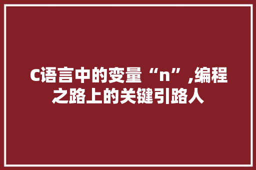 C语言中的变量“n”,编程之路上的关键引路人 必应SEO