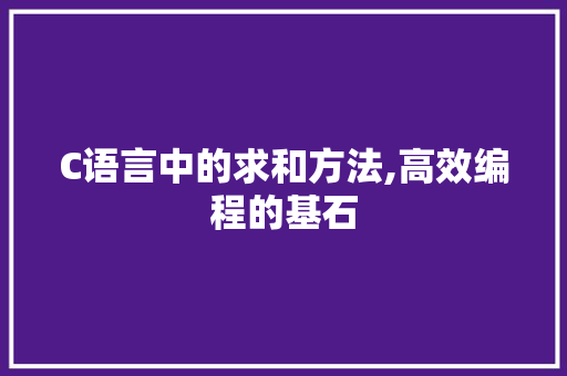 C语言中的求和方法,高效编程的基石 百度SEO