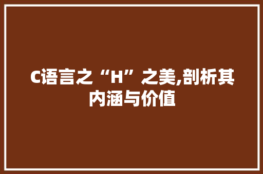 C语言之“H”之美,剖析其内涵与价值 百度SEO