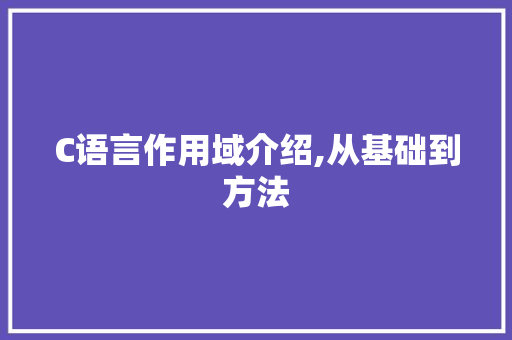 C语言作用域介绍,从基础到方法 神马SEO