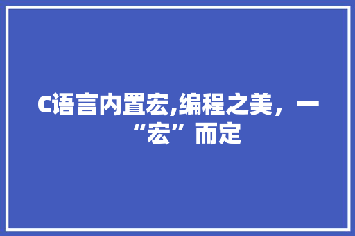 C语言内置宏,编程之美，一“宏”而定 GoogleSEO