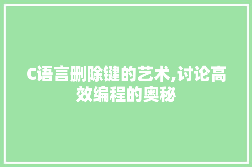 C语言删除键的艺术,讨论高效编程的奥秘 GoogleSEO