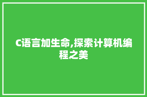C语言加生命,探索计算机编程之美 搜狗SEO