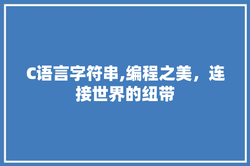 C语言字符串,编程之美，连接世界的纽带 GoogleSEO
