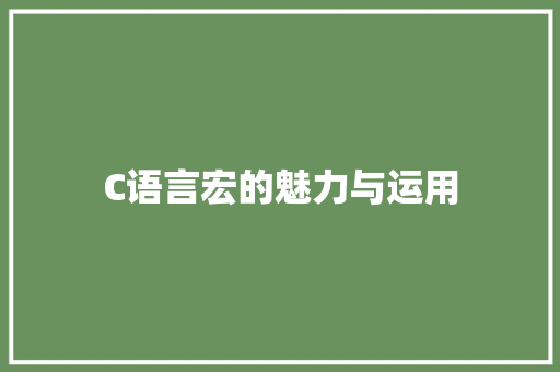 C语言宏的魅力与运用 搜狗SEO