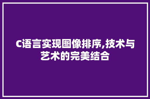C语言实现图像排序,技术与艺术的完美结合 GoogleSEO