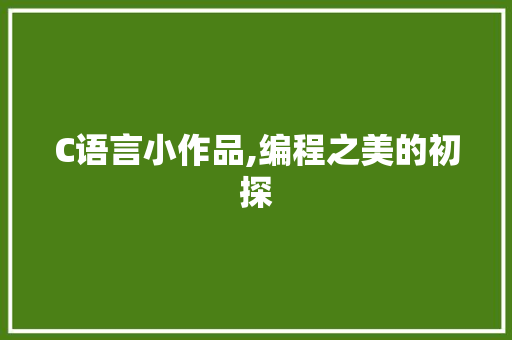 C语言小作品,编程之美的初探 百度SEO