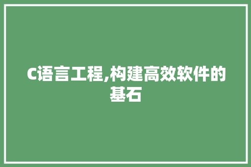 C语言工程,构建高效软件的基石