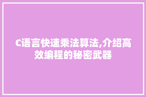 C语言快速乘法算法,介绍高效编程的秘密武器 必应SEO