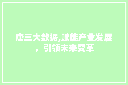 唐三大数据,赋能产业发展，引领未来变革 搜狗SEO