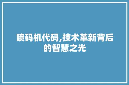 喷码机代码,技术革新背后的智慧之光 搜狗SEO