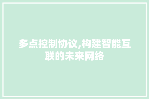 多点控制协议,构建智能互联的未来网络 神马SEO