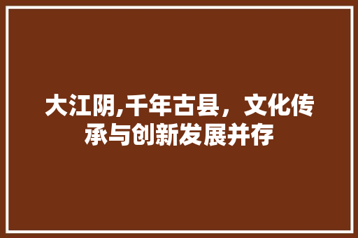 大江阴,千年古县，文化传承与创新发展并存 神马SEO