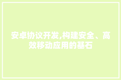 安卓协议开发,构建安全、高效移动应用的基石 百度SEO