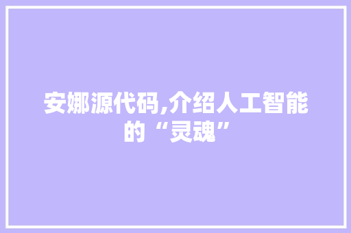 安娜源代码,介绍人工智能的“灵魂” GoogleSEO