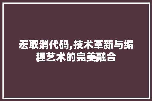 宏取消代码,技术革新与编程艺术的完美融合 GoogleSEO