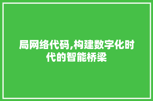 局网络代码,构建数字化时代的智能桥梁 必应SEO
