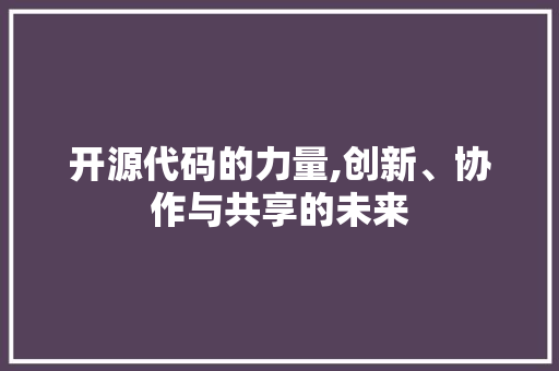 开源代码的力量,创新、协作与共享的未来 百度SEO