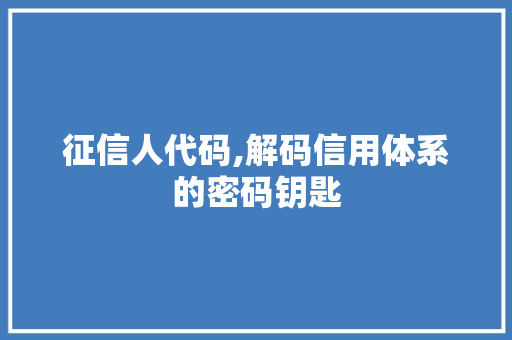 征信人代码,解码信用体系的密码钥匙 百度SEO
