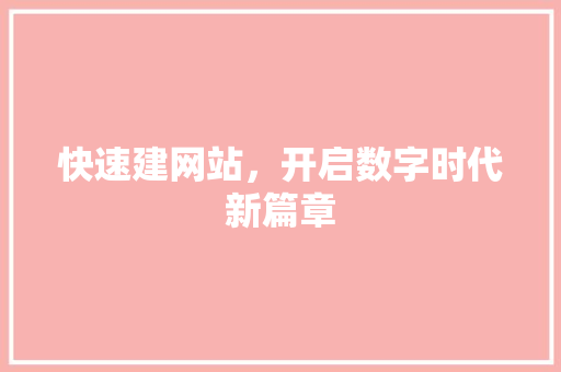 快速建网站，开启数字时代新篇章 GoogleSEO