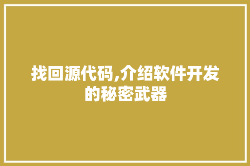 找回源代码,介绍软件开发的秘密武器