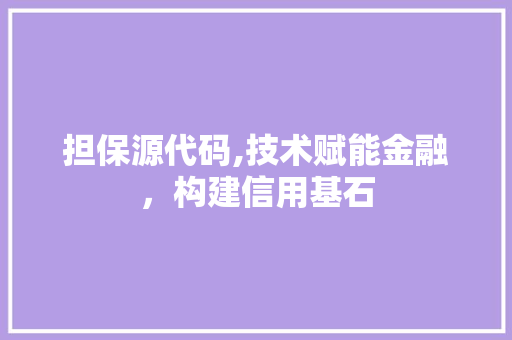 担保源代码,技术赋能金融，构建信用基石 必应SEO