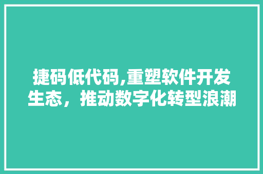 捷码低代码,重塑软件开发生态，推动数字化转型浪潮 百度SEO