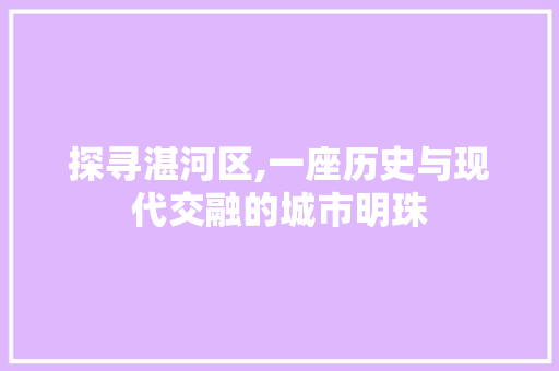 探寻湛河区,一座历史与现代交融的城市明珠