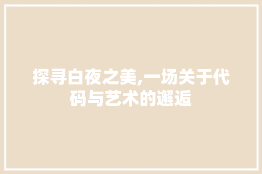 探寻白夜之美,一场关于代码与艺术的邂逅 必应SEO