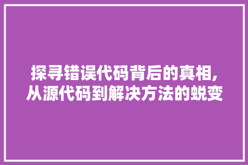 探寻错误代码背后的真相,从源代码到解决方法的蜕变之旅 GoogleSEO