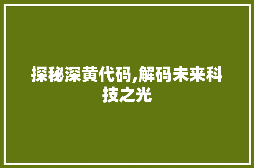 探秘深黄代码,解码未来科技之光 必应SEO