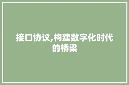 接口协议,构建数字化时代的桥梁 百度SEO