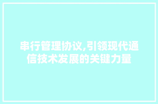 串行管理协议,引领现代通信技术发展的关键力量 必应SEO
