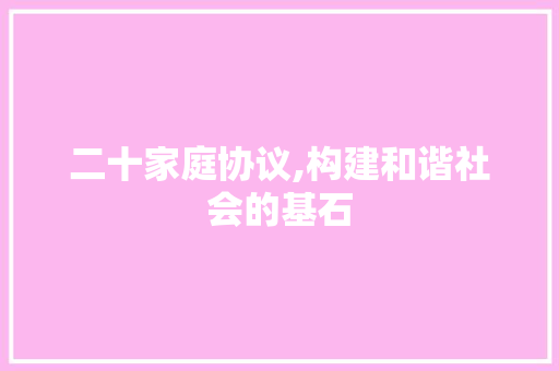 二十家庭协议,构建和谐社会的基石 必应SEO