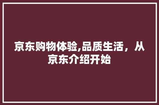 京东购物体验,品质生活，从京东介绍开始 GoogleSEO