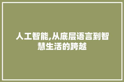 人工智能,从底层语言到智慧生活的跨越