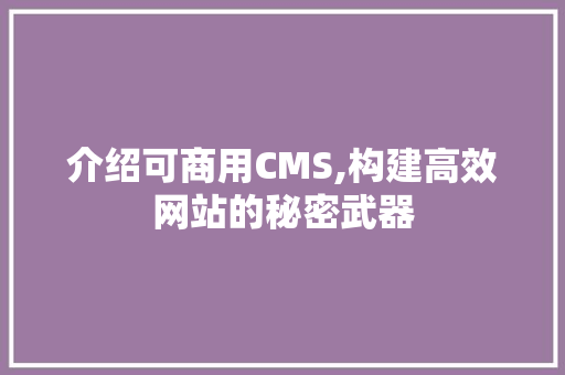 介绍可商用CMS,构建高效网站的秘密武器 GoogleSEO