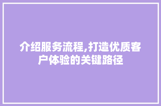介绍服务流程,打造优质客户体验的关键路径 GoogleSEO