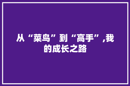 从“菜鸟”到“高手”,我的成长之路 神马SEO
